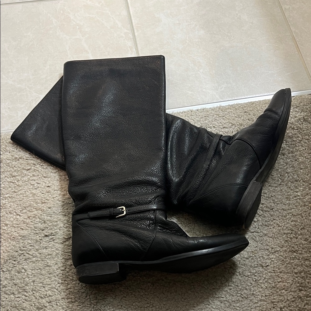 J.Crew Black Leather Knee-High Boots